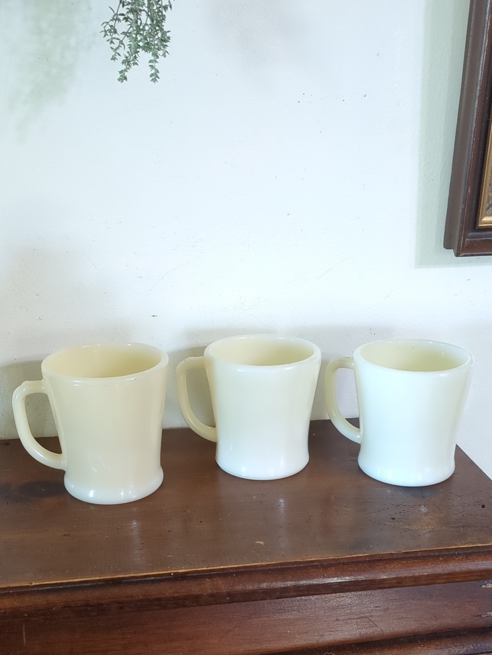 Vintage Fire King Milk Glass D-Handle Coffee Mugs - Set of 3 Antique Anchor Hock